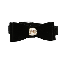 Load image into Gallery viewer, VP Pets Darling Diamond Velvet Bow Tie Collar - Black - Vanderpump Pets

