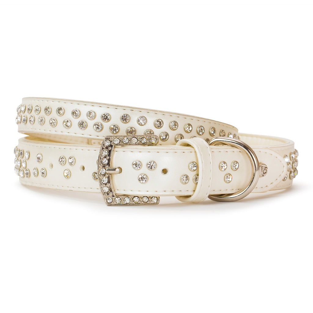 VP Pets Diamond Choker Leatherette Collar - White - Vanderpump Pets